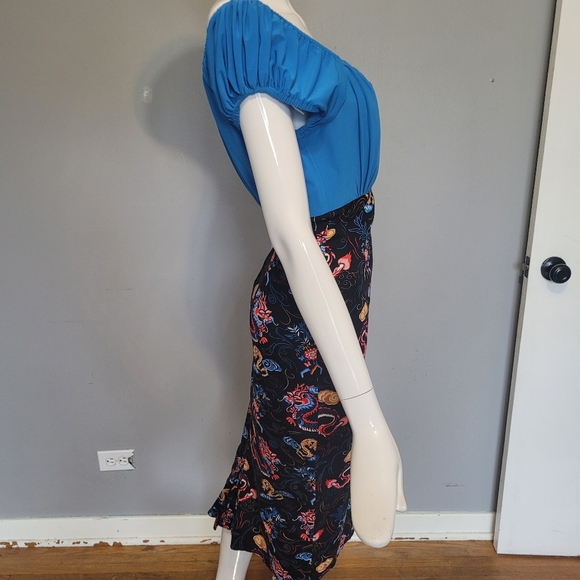 Dixiefried by Pinup Couture Dragon Wiggle Dress, VGUC, Size XL - Picture 3 of 9